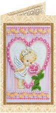 Набор - открытка для вышивки бисером Ангелочек и роза