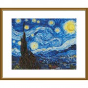 Набір для вишивки нитками на білій канві Зоряна ніч (Ван Гог)