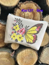 Косметичка для вышивки бисером Бабочка 3 Юма КОС-127 беж
