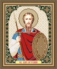 Схема вишивки бісером на габардині Св. Великомученик Артемій (Артем )