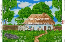 Схема для вишивання бісером на габардині Українське село