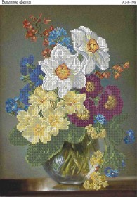 Схема для вышивки бисером на габардине Весенние цветы