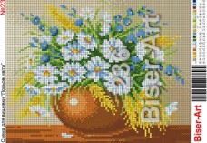 Схема вышивки бисером на габардине Полевые цветы в вазе Biser-Art 20х30-236