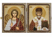 Набор для вышивки иконы бисером в рамке-складне Николай Чудотворец и Ангел Хранитель