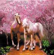 Малюнок на полотні для вишивки бісером Закохані конячки