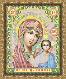 Малюнок на габардині для вишивки бісером Казанська Божа Матір
