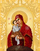 Малюнок на атласі для вишивки бісером Почаївська ікона Божої Матері