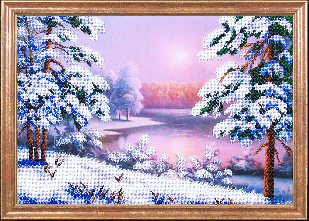 Зимовий пейзаж Схема для вишивання бісером Картини бісером S-141